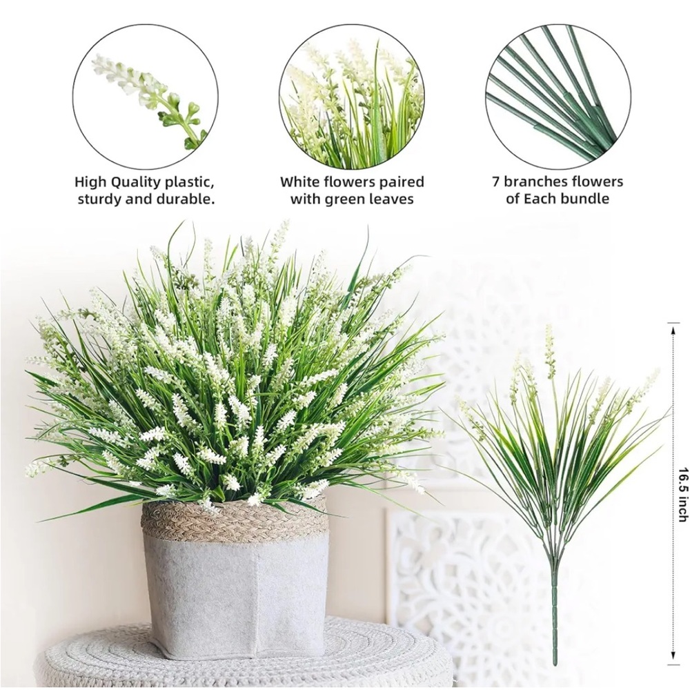 Ivydale 20pcs set Artificial White Lavender Spray in Green Foliage - Picture 9 of 12